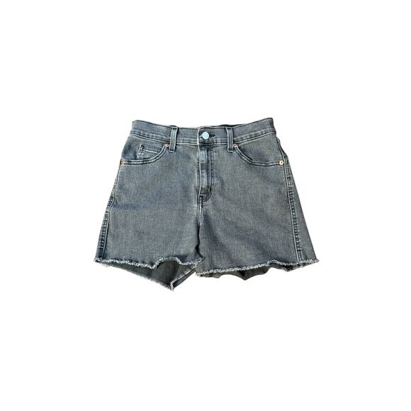 Levi Strauss Black Denim High Waisted Booty Shorts W26 Trendy Slimming Woman - Picture 1 of 6
